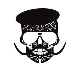 Skull vector with sunglasses and mustache, artist