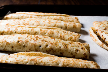 Crepes with Chocolate Cream on Tray 