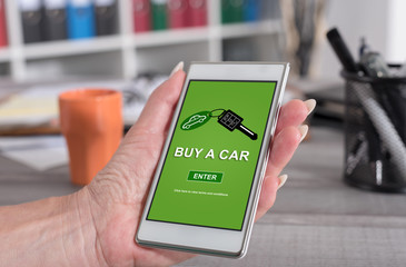 Car sale concept on a smartphone