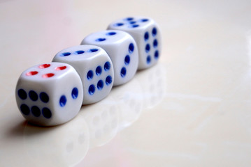 plastic dices close up