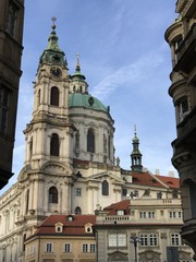 Fototapeta na wymiar Saint Nicholas Church view, Mala Strana, Prague, Czech Republic