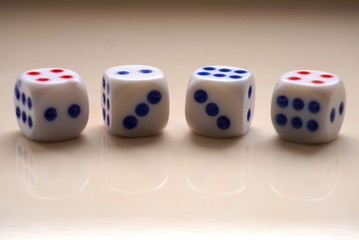 plastic dices close up