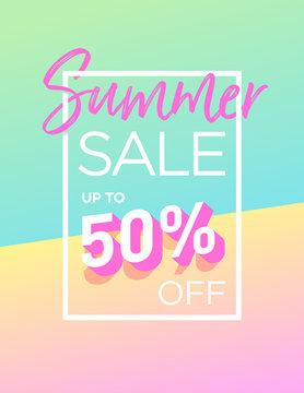 Summer sale background design with trendy colours. Vector EPS 10. Template for banners, newsletters, advertising, invitation, brochure, flyers, websites, voucher discount. 