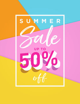 Summer sale background design with trendy colours. Template for banners, newsletters, advertising, invitation, brochure, flyers, websites, voucher discount. 