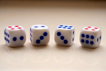 plastic dices close up