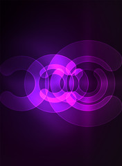 Round glowing elements on dark space, abstract background