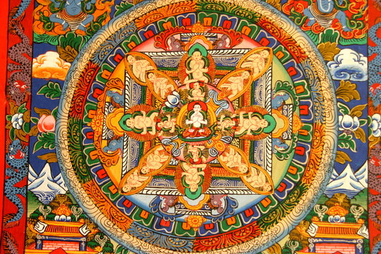 Thangka/Tanka  de Nepal es un tapiz o bandera budista, de seda pintada o bordada