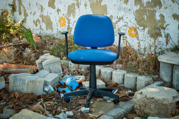 Office chair  in a ruin