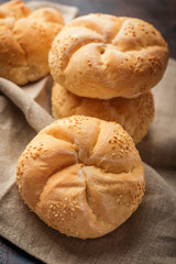 Fresh buns with sesame seeds