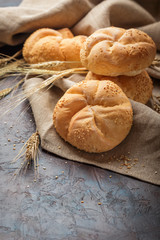 Fresh buns with sesame seeds