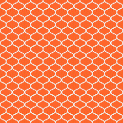 Abstract vector seamless pattern with elegant forms on orange background. Flat illustration of shapes. Color image with geometric figures. Hipster filing. Beautiful composition. Cute print.