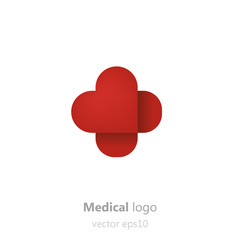 Concept Medical logo. Adhesive patchin the form of heart. Logotype for clinic, hospital or doctor