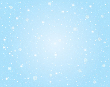 Vector Winter Landscape with Sky and Snow Background