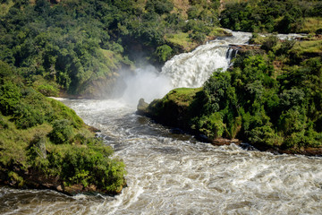 The power of the Murchison Falls, also known as Kabalega Falls, is a waterfall between Lake Kyoga and Lake Albert on the White Nile River in Uganda. 