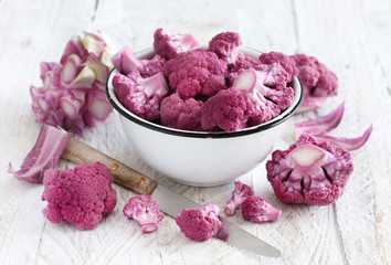 Fresh raw purple cauliflower