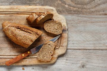 Wholemeal Bread on a Wooden Table