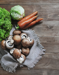 Vegetables on wooden texture
