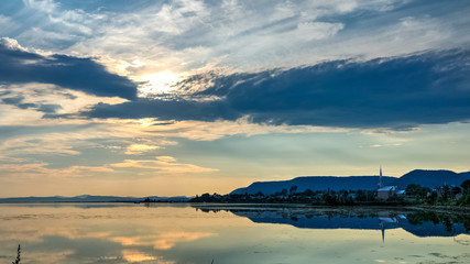 Wonderful sunset over the bay on a warm summer vacation day, Carleton-sur-mer, Quebec, Canada