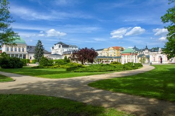 Center of spa town Frantiskovy Lazne (Franzensbad) near historical city Cheb - west part of Czech Republic (district Karlovy Vary)