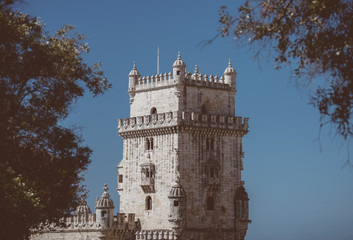 Fototapeta na wymiar Popular Belem Tower or Tower of St Vincent in Lisbon.