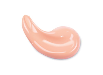 Cosmetic liquid foundation cream smudge smear strokes. Make up smear isolated on white background