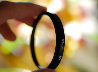 UV camera lens filter, bokeh out of focus background