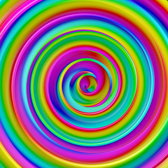 Colorful gradient twisted spiral hypnotic shape abstract 3D render