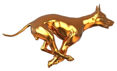 Fototapeta na wymiar Golden Yellow Dog 3D Illustration Isolated On White