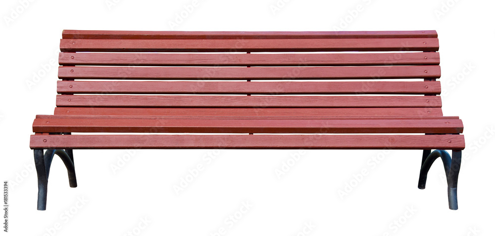 Wall mural brown wooden bench isolated on a white background