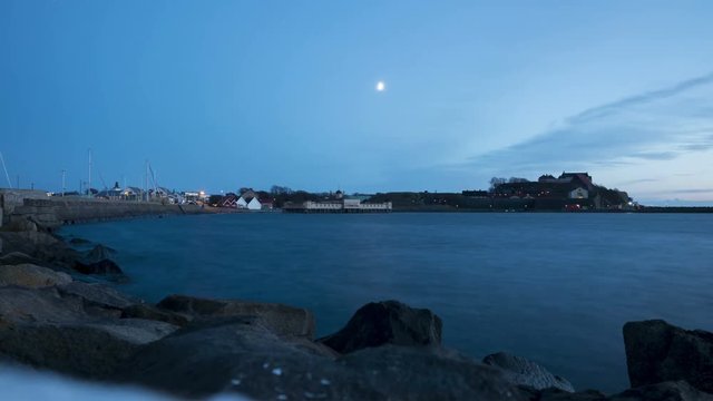 Day to night timelapse of Varberg Sweden