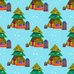 Merry Christmas greeting card seamless pattern background vector holidays winter New Year celebration decoration.