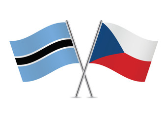 Botswana and Czech republic flags. Vector illustration.
