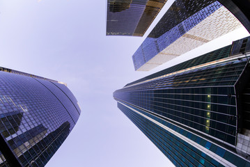 Fototapeta na wymiar Low angle view of modern skyscrapers
