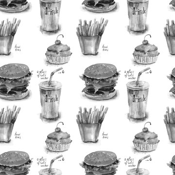 Seamless pattern with food illustration