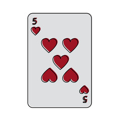 five of hearts french playing cards related icon image vector illustration design 