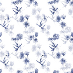 Seamless watercolor wallpaper with flowers