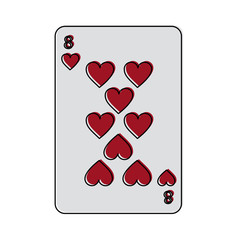 eight of hearts french playing cards related icon image vector illustration design 
