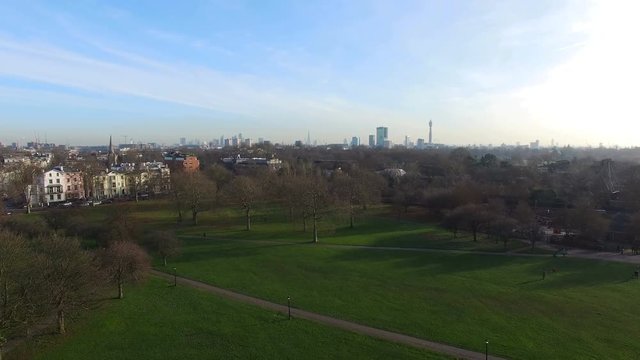 aerial view of beautiful park and London city