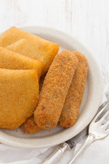 portuguese meat appetizer croquettes and rissois