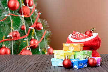 Presents in bag on table