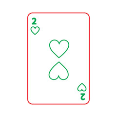 two of heart poker card casino icon vector illustration