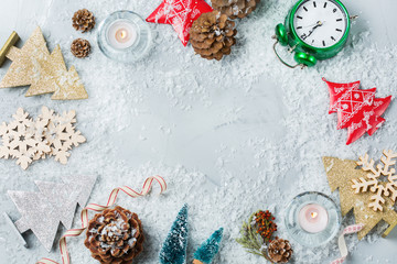 Christmas new year holiday background with festive decoration