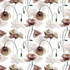 Seamless pattern with Poppies flowers