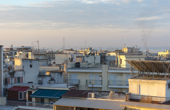 Typical architecture of Thessaloniki, Greece, Apartment houses in Thessaloniki