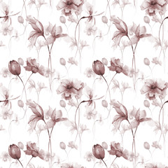 Seamless wallpaper with decorative wild flowers - 181536750