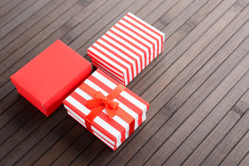 Fototapeta na wymiar Red Christmas boxes