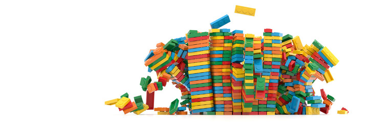 Exploding toy bricks, original 3d rendering