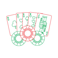 casino poker card money and stak chips vector illustration
