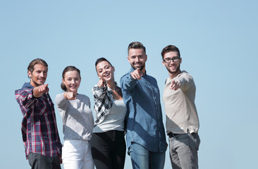 Fototapeta premium team of young people showing hands forward