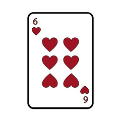 six of hearts french playing cards related icon image vector illustration design 